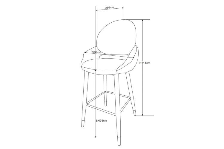 Стул барный Виола BS1241-WT, 55х46х105 см, белый крем/золото-6