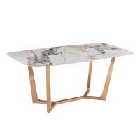 Стол обеденный Ланс Мат DT-2852,140х80х75 см, белый мрамор/матовое золото