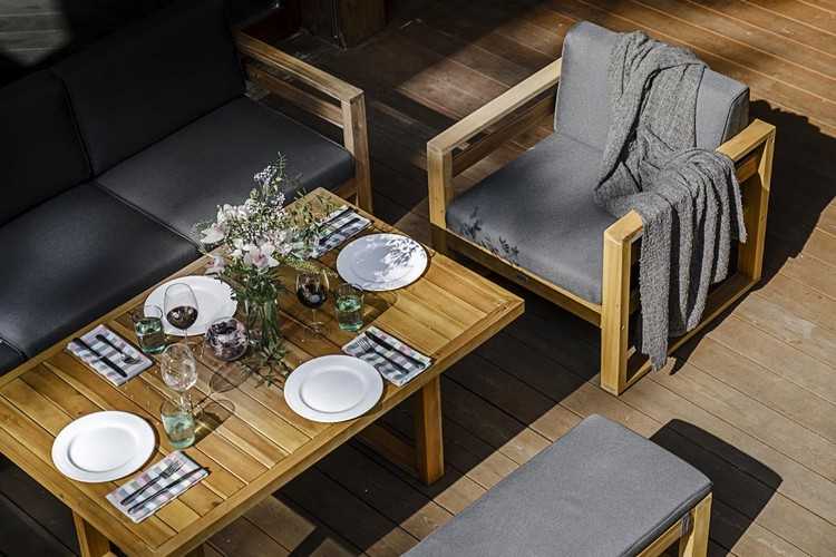 Мебель садовая для лаунж зоны из акации BOOKA с обеденным столом Joygarden-3