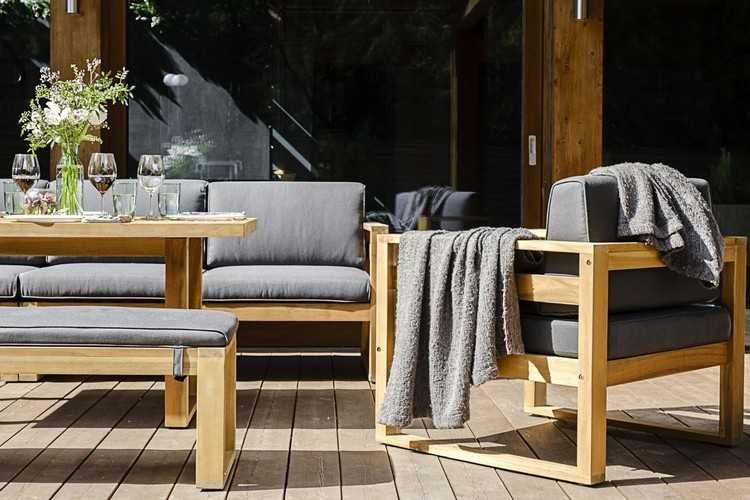Мебель садовая для лаунж зоны из акации BOOKA с обеденным столом Joygarden-4