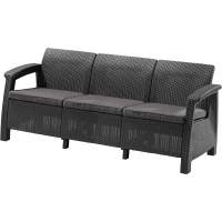 Диван пластиковый Корфу Макс (Corfu love seat max) графит