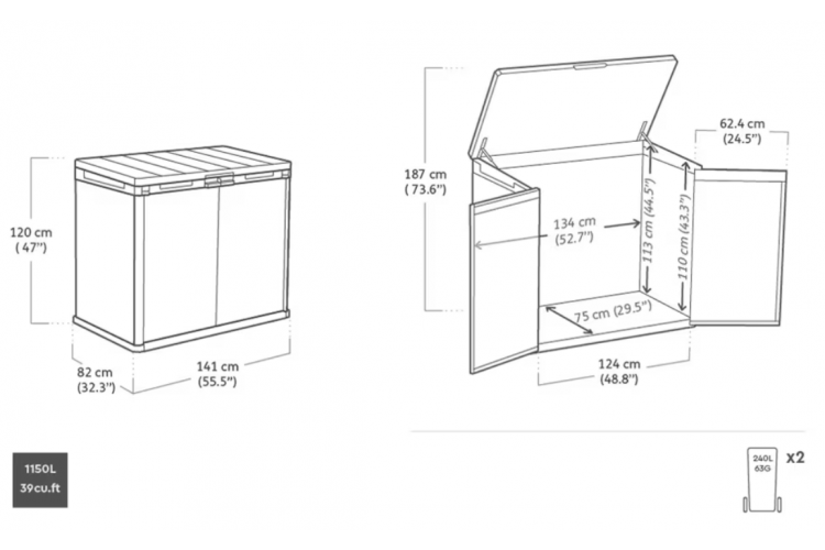Ящик-шкаф Дарвин (Darwin) 1150 л, зелёный-2