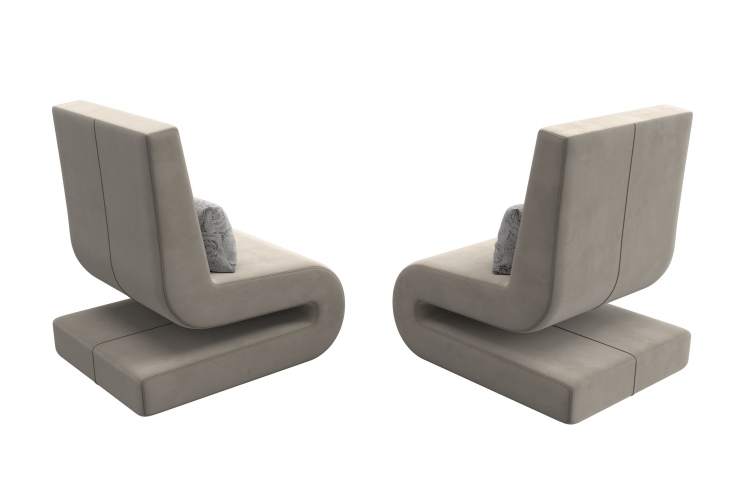 Кресло Волна (2 шт.) Микровельвет;Велюр бежевый;серый-4