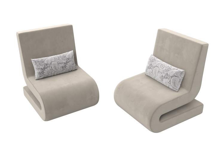 Кресло Волна (2 шт.) Микровельвет;Велюр бежевый;серый-3