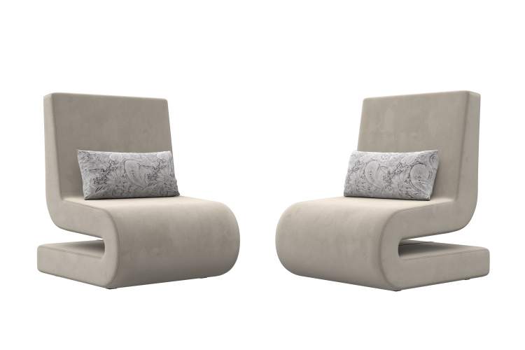 Кресло Волна (2 шт.) Микровельвет;Велюр бежевый;серый