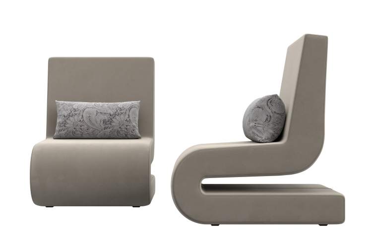Кресло Волна (2 шт.) Микровельвет;Велюр бежевый;серый-1