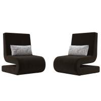 Кресло Волна (2 шт.) Микровельвет;Велюр коричневый;серый