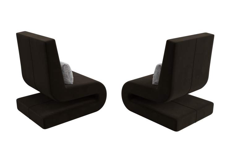 Кресло Волна (2 шт.) Микровельвет;Велюр коричневый;серый-4