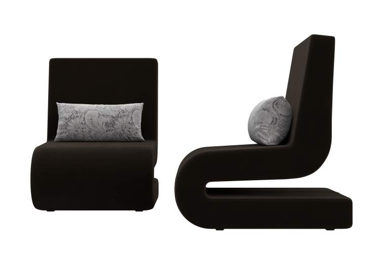 Кресло Волна (2 шт.) Микровельвет;Велюр коричневый;серый-1