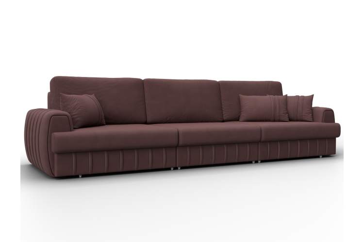 Диван прямой Лига-057 НПБ Лонг Замша JOLY 09 бордовый