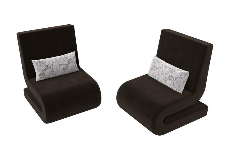 Кресло Волна (2 шт.) Микровельвет;Велюр коричневый;серый-3