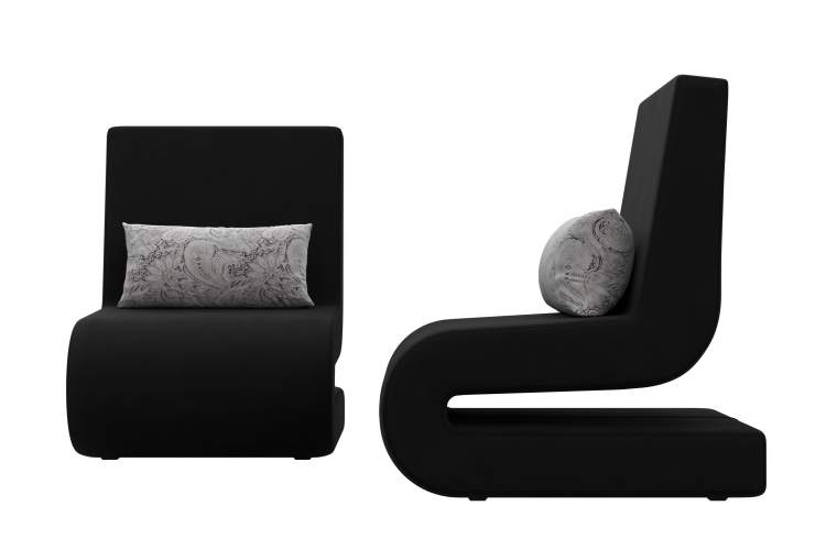 Кресло Волна (2 шт.) Микровельвет;Велюр Черный;серый-1