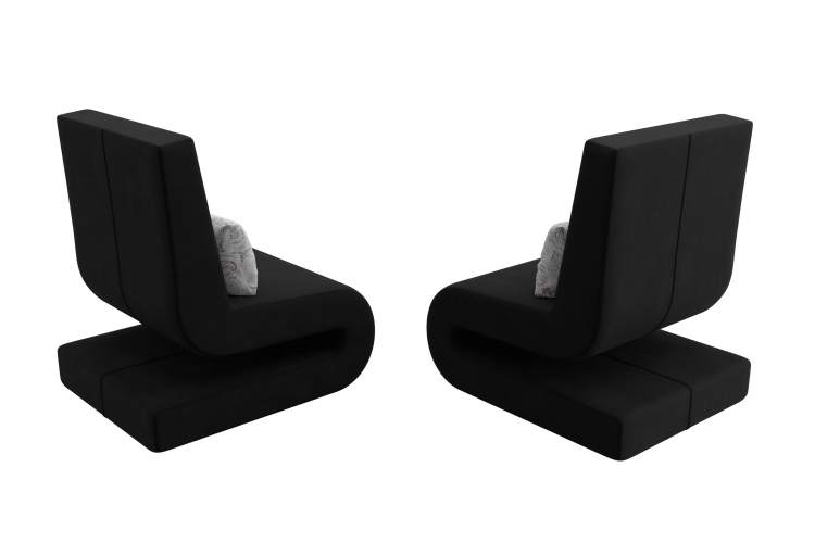 Кресло Волна (2 шт.) Микровельвет;Велюр Черный;серый-4