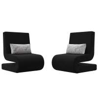 Кресло Волна (2 шт.) Микровельвет;Велюр Черный;серый