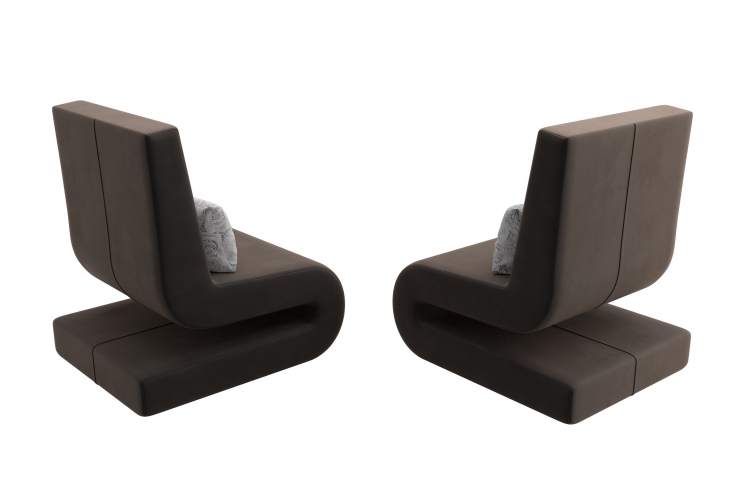 Кресло Волна (2 шт.) Велюр Seven 727 коричневый;Seven 17 серый-4