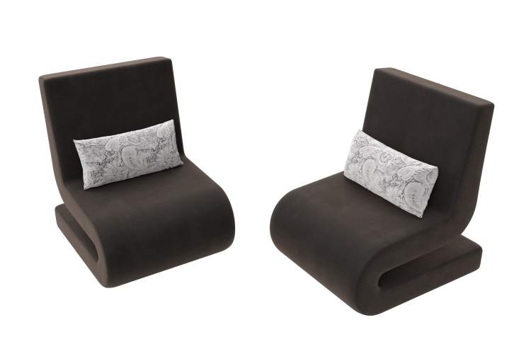 Кресло Волна (2 шт.) Велюр Seven 727 коричневый;Seven 17 серый-3