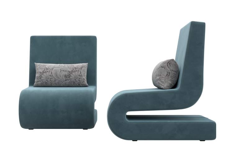 Кресло Волна (2 шт.) Велюр Seven 113 бирюзовый;Seven 17 серый-1