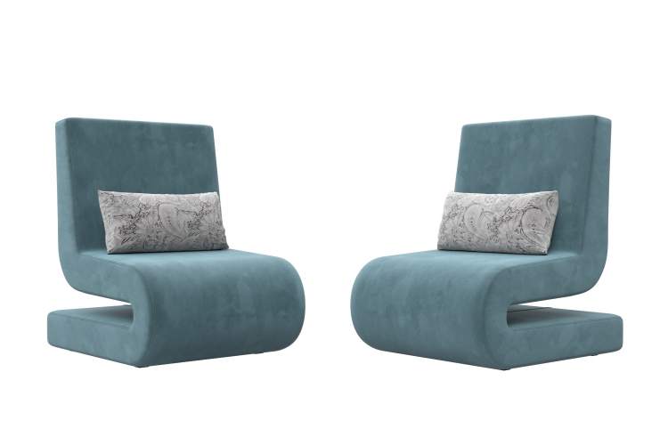 Кресло Волна (2 шт.) Велюр Seven 113 бирюзовый;Seven 17 серый