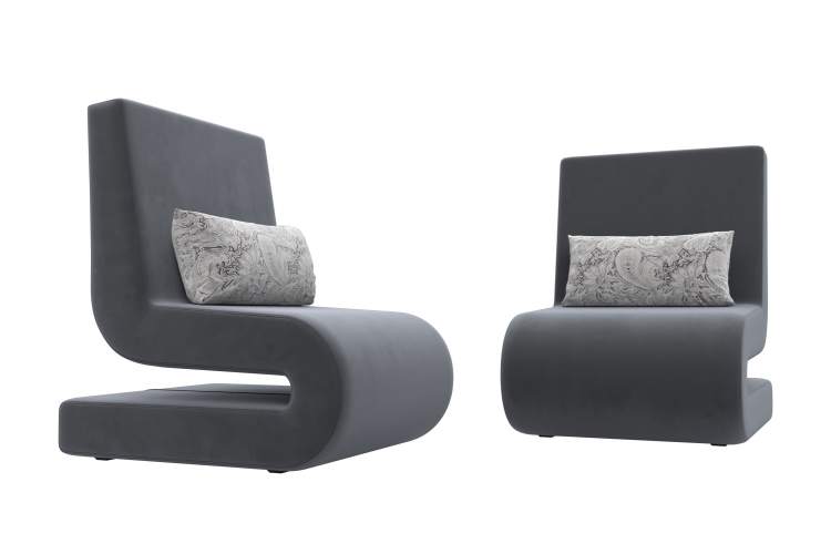 Кресло Волна (2 шт.) Велюр SEVEN 17 серый-2