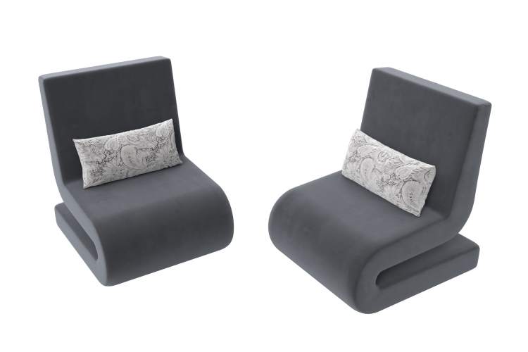 Кресло Волна (2 шт.) Велюр SEVEN 17 серый-3