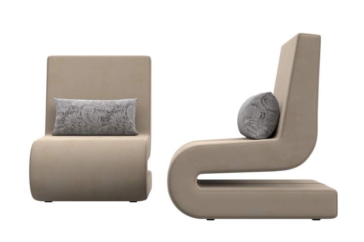 Кресло Волна (2 шт.) Велюр Seven 729 бежевый;Seven 17 серый-1