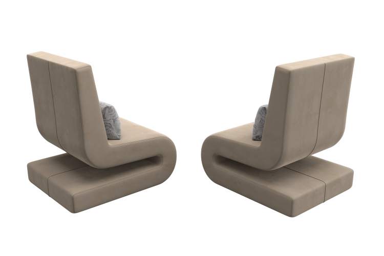 Кресло Волна (2 шт.) Велюр Seven 729 бежевый;Seven 17 серый-4