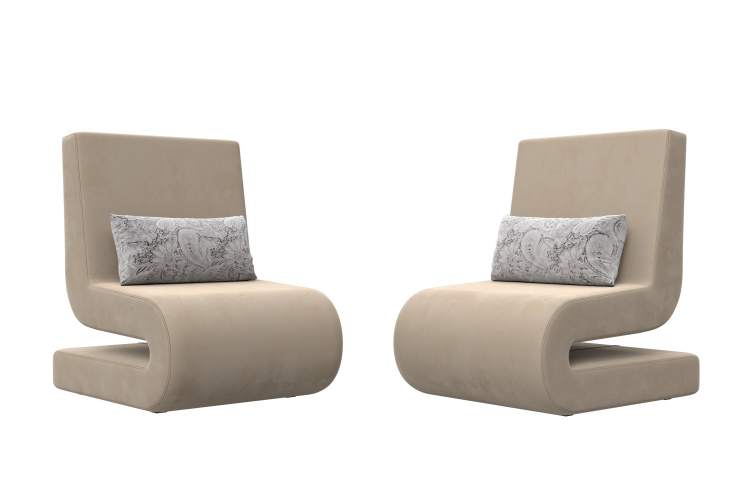 Кресло Волна (2 шт.) Велюр Seven 729 бежевый;Seven 17 серый