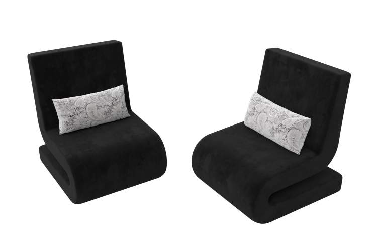 Кресло Волна (2 шт.) Велюр Seven 35 черный;Seven 17 серый-3