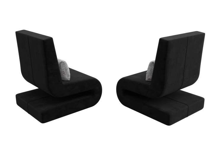 Кресло Волна (2 шт.) Велюр Seven 35 черный;Seven 17 серый-4