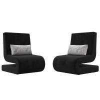 Кресло Волна (2 шт.) Велюр Seven 35 черный;Seven 17 серый