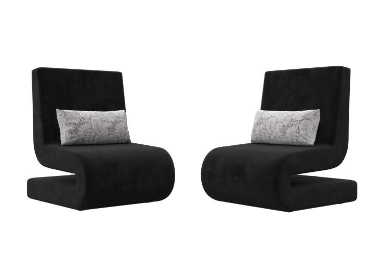 Кресло Волна (2 шт.) Велюр Seven 35 черный;Seven 17 серый