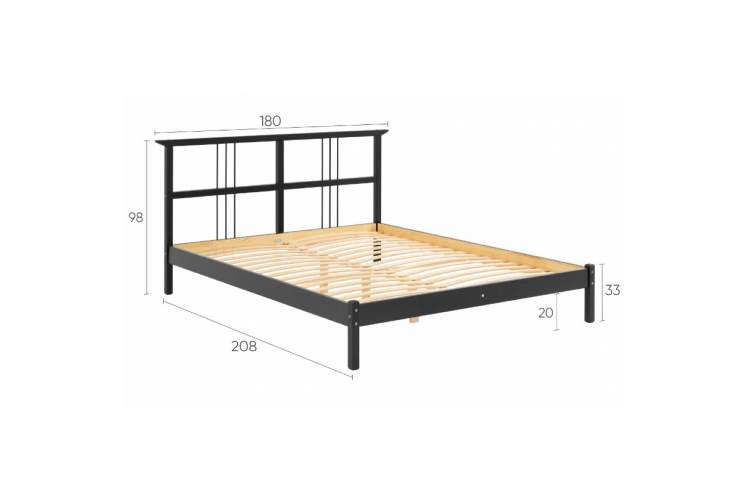 Кровать ВОЙВЫВ 160x200 Черный-12