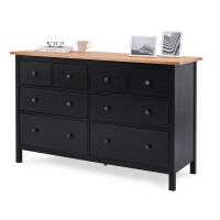 Комод КЫМОР 8 ящиков Черный/Светло-коричневый