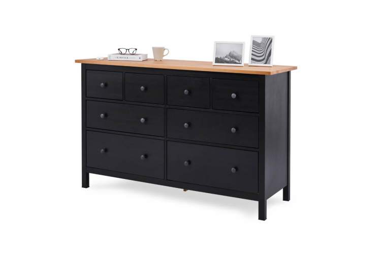Комод КЫМОР 8 ящиков Черный/Светло-коричневый