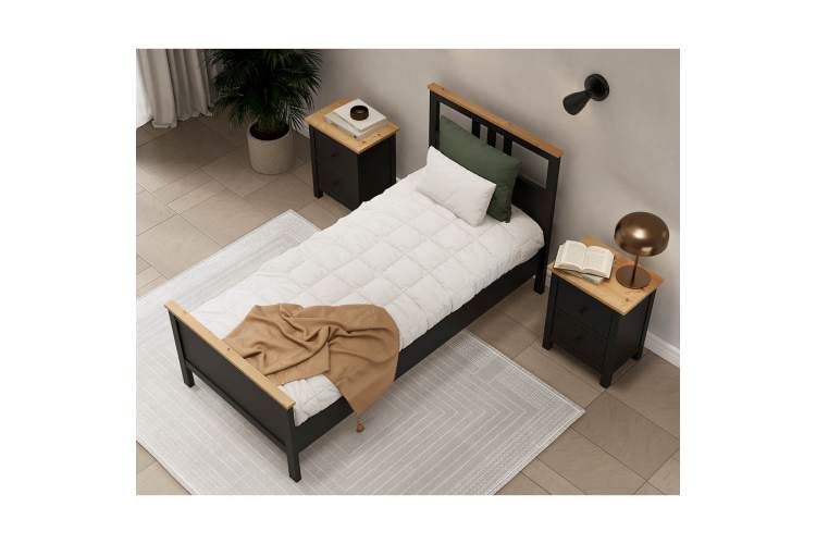 Кровать КЫМОР 90x200 Черный/Светло-коричневый-4