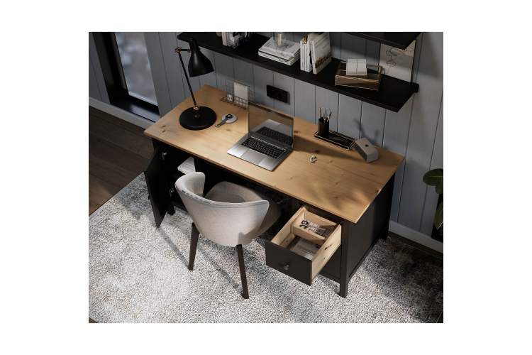 Письменный стол КЫМОР 155х65 Черный/Светло-коричневый-4