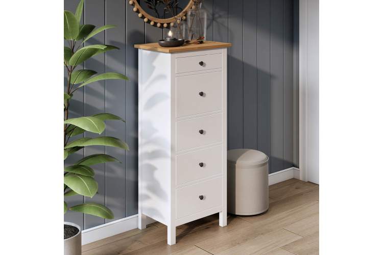 Комод КЫМОР 5 ящиков Белый/Светло-коричневый-2