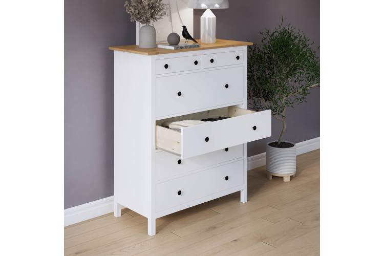 Комод КЫМОР 6 ящиков Белый/Светло-коричневый-3