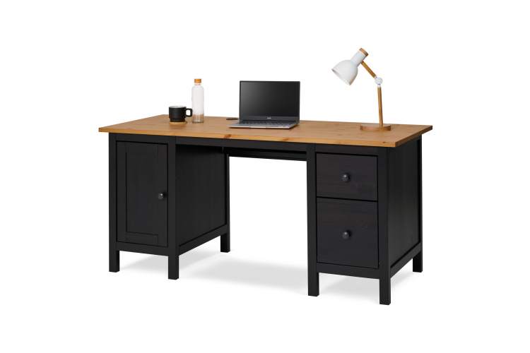 Письменный стол КЫМОР 155х65 Черный/Светло-коричневый
