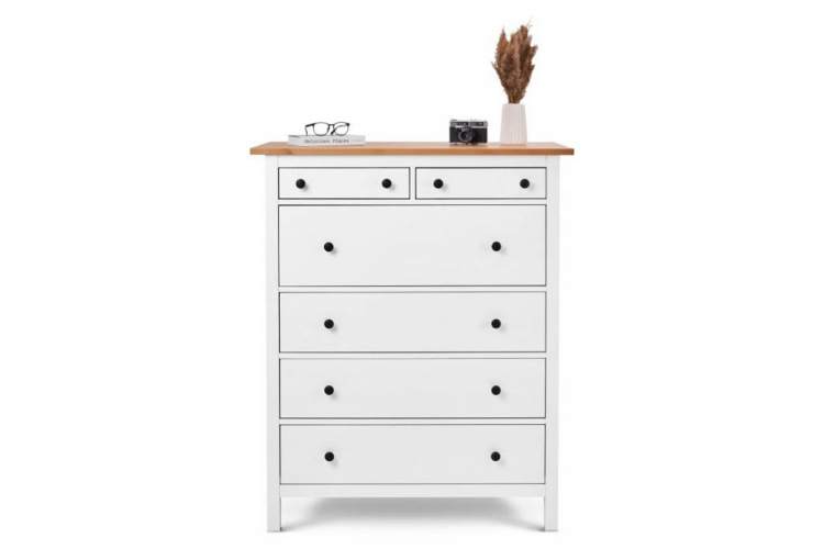 Комод КЫМОР 6 ящиков Белый/Светло-коричневый-1