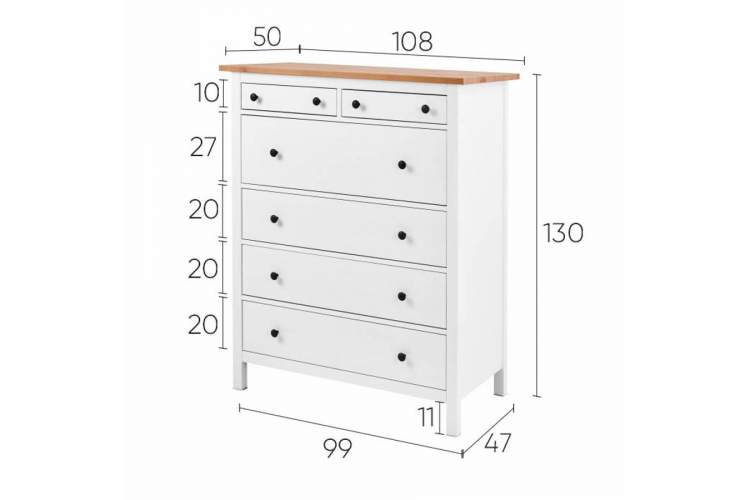 Комод КЫМОР 6 ящиков Белый/Светло-коричневый-13