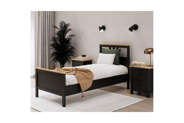 Кровать КЫМОР 90x200 Черный/Светло-коричневый-3