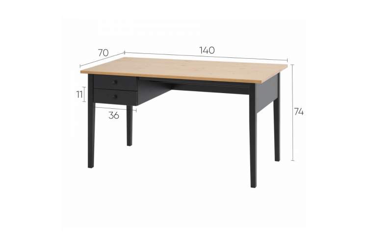 Письменный стол ВУХТЫМ 140x70 Черный/Светло-коричневый-15