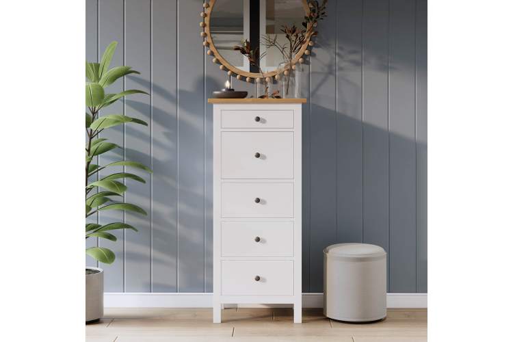 Комод КЫМОР 5 ящиков Белый/Светло-коричневый-3