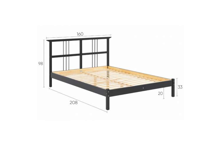 Кровать ВОЙВЫВ 140x200 Черный-12