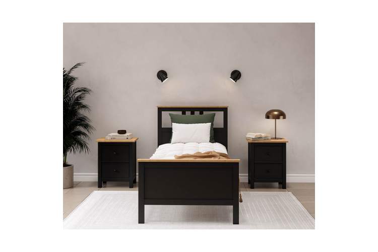 Кровать КЫМОР 90x200 Черный/Светло-коричневый-2