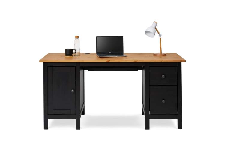Письменный стол КЫМОР 155х65 Черный/Светло-коричневый-1