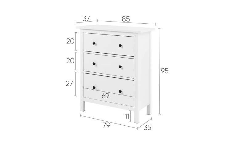 Комод КЫМОР 3 ящика МИНИ Белый-7