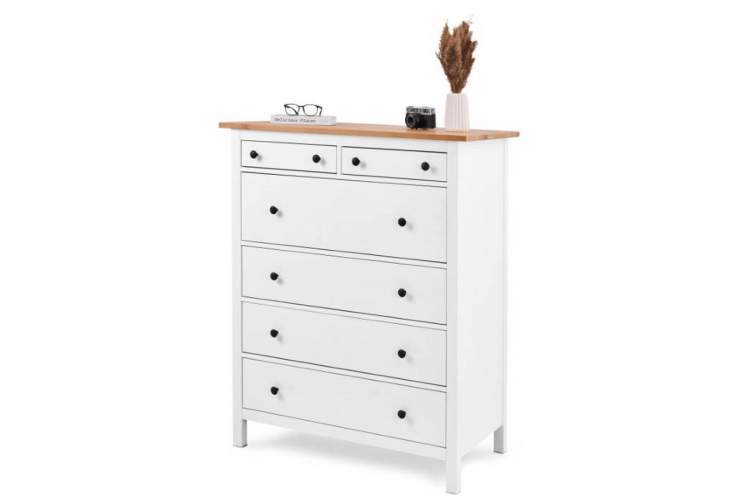 Комод КЫМОР 6 ящиков Белый/Светло-коричневый