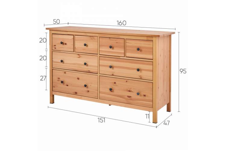 Комод КЫМОР 8 ящиков Светло-коричневый-13